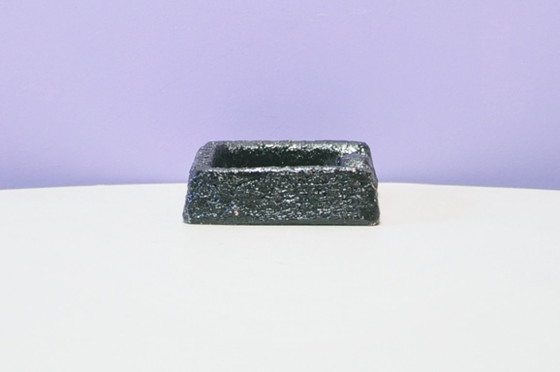 Vintage coarse black & orange-red ashtray, Bowls, Ceramic, Mid Century Modern (photo 4 of 5)