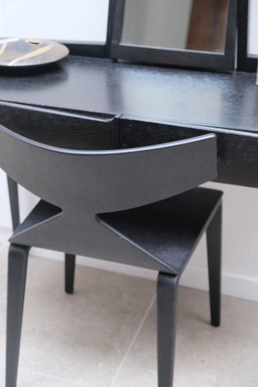 Dressing Table and Chairs in Blackened Wood – kaptafels (photo 2 of 8)
