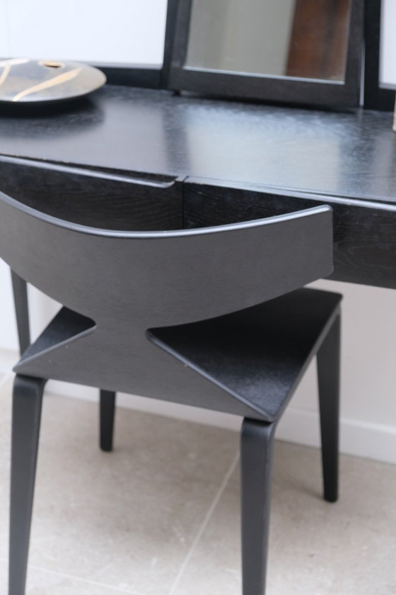 Dressing Table and Chairs in Blackened Wood (photo 2 of 8)