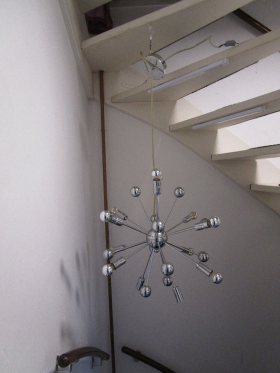 Image 1 of Sputniklamp Spoetniklamp Vintage Space Age 12 reflector lampjes.