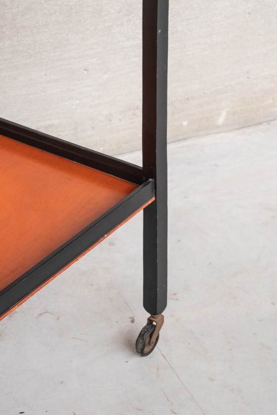 Image 1 of 1930s orange and black coffee cart