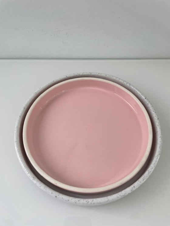 Image 1 of Keramieken Schalen Set 2 Wit Roze Glazuur