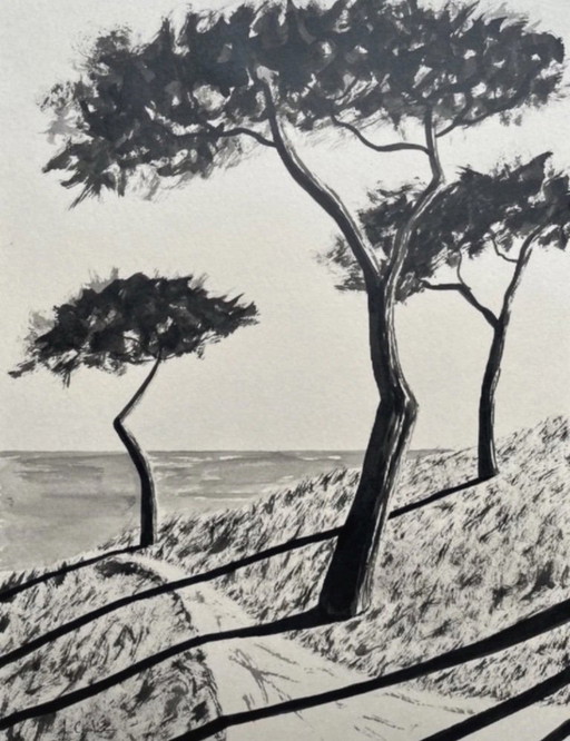 Indian ink on natural paper. Size 40x30cm.