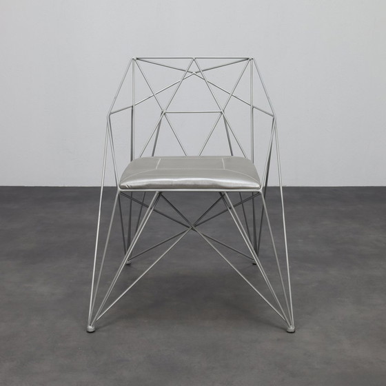 Image 1 of 4x Sedie da pranzo con struttura in filo metallico geometrico, rare