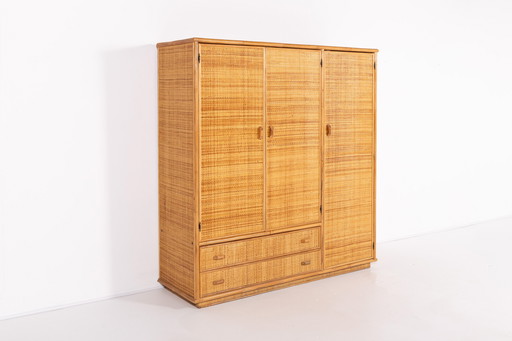 Armoire vintage en bambou et rotin