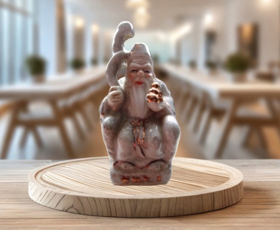 Image 1 of Chinoiserie-Crackle-Glaze-Shouxing aus der Mitte des 20. Jahrhunderts – Gott der Langlebigkeit (11 cm)
