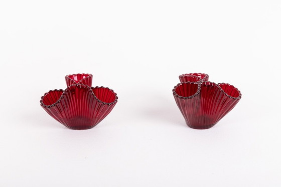 Image 1 of Pair of art glass vases ‘Reffla’ by Carl Arthur Percy for Gullaskruf, Sweden 1950’s