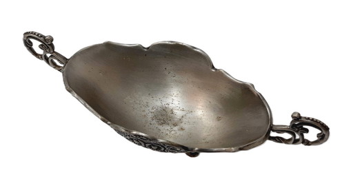 Vintage sierlijke tinnen snoepschaal, notenkom