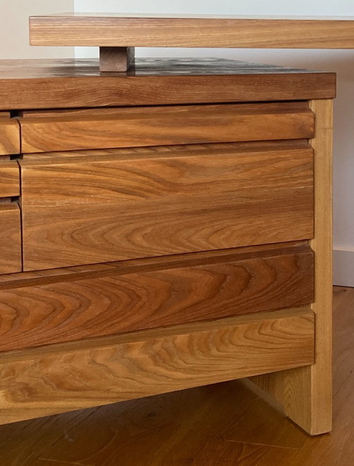 Chapo stone desk B19 Solid elm 1980