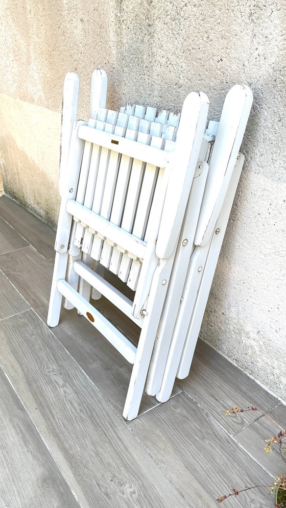 Image 1 of Vintage Wood Folding Garden Armchair by R.Gleizes France