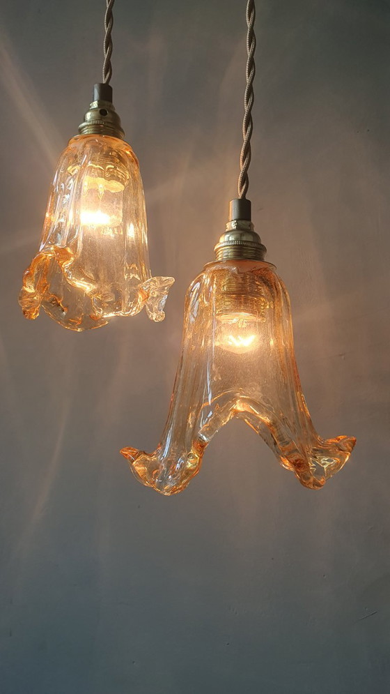 Image 1 of Ensemble de 2 suspensions vintage de Murano - Italie - Milieu du XXe siècle