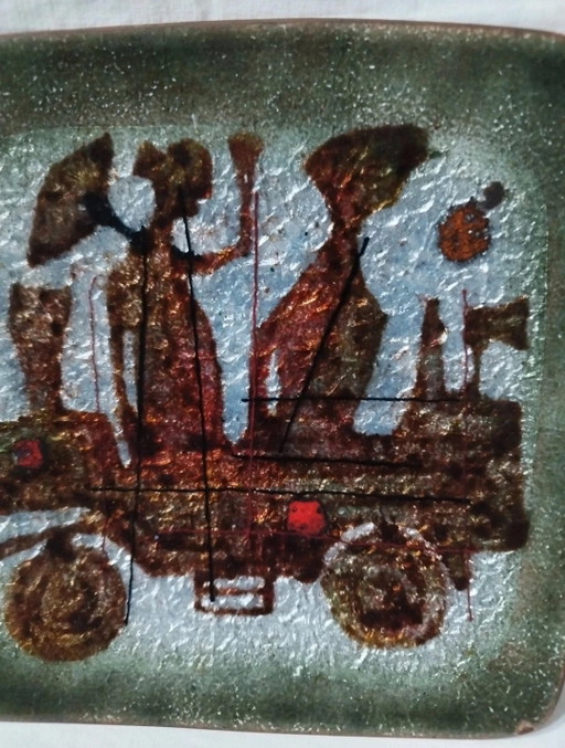Giò Ponti, Enamel on copper centerpiece, Del Campo Turin production, 1950s-1960s