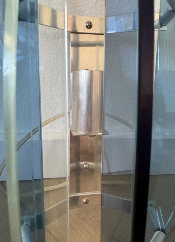 Image 1 of Pair of VECA Italian Wall Lamps for Fontana Arte - Chromed Steel and Crystal Glass - 1960s