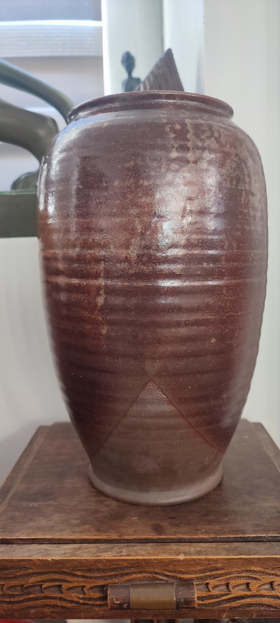Image 1 of Grand vase en grès signé Hassan Domjean