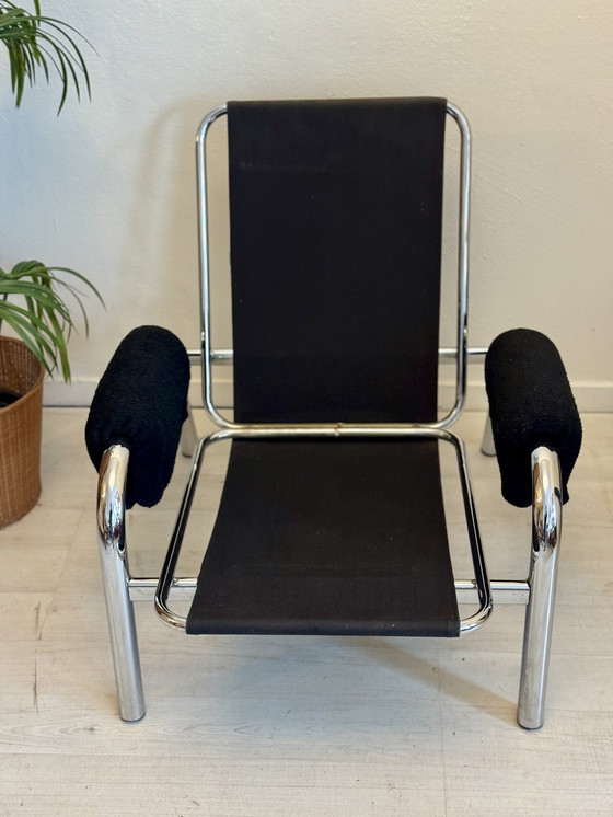 Image 1 of Fauteuils vintage à structure tubulaire chromée épaisse, années 1970