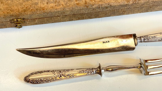 Image 1 of Silver-plated cutlery set with Minerva helmet, Paris