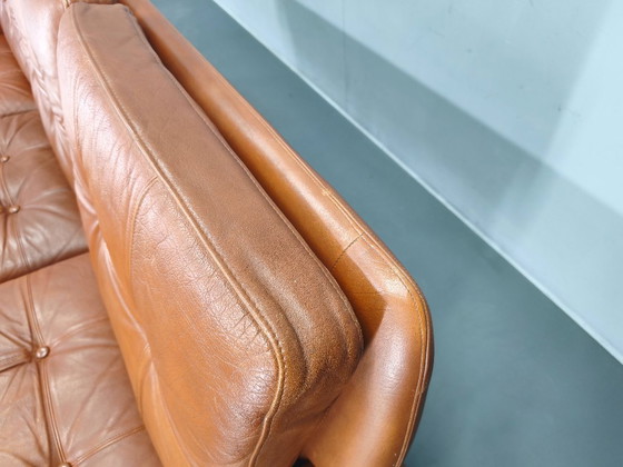 Image 1 of Canapé en cuir danois Svend Skipper, couleur cognac chromé, années 1960
