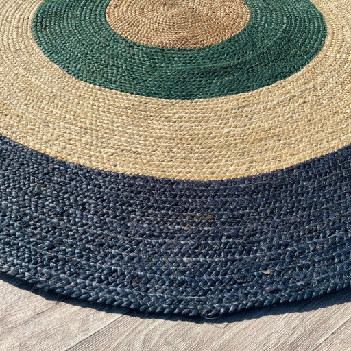 Brinker Carpets Jute Dart Teal Navy Round Rug - 200x200cm
