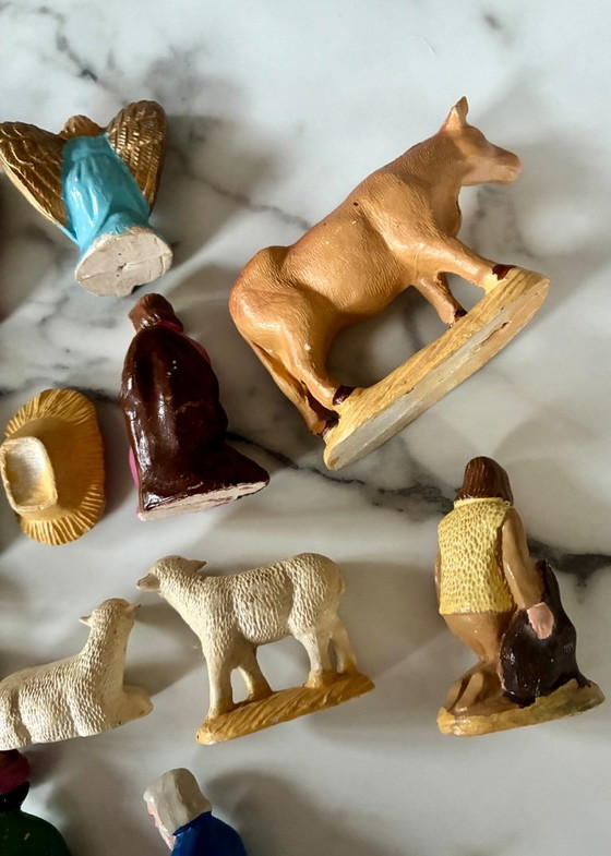 Vintage Christmas Nativity Santons Figurines 1940-1960, 14 pieces, Le Cellosite, Decorative Objects, Other (photo 9 of 9)