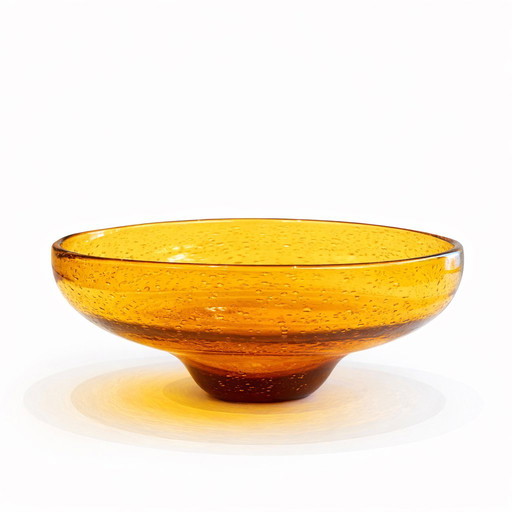 Bol vintage en verre ambré – style Mid-Century Modern – vers 1960-1970