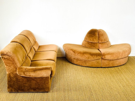 Image 1 of Canapé Modulable Vintage en Velours, 1970s, Set de 5