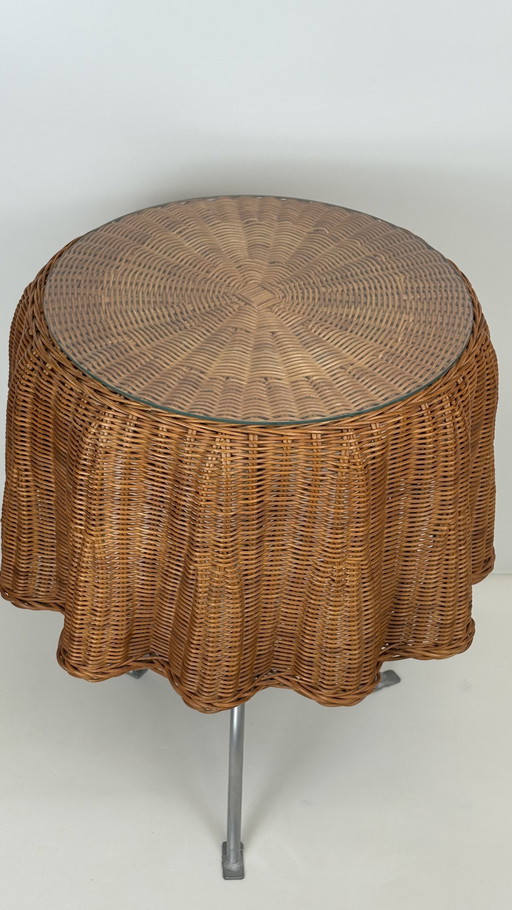 Rattan tablecloth side table Wicker Ghost Drapery Table