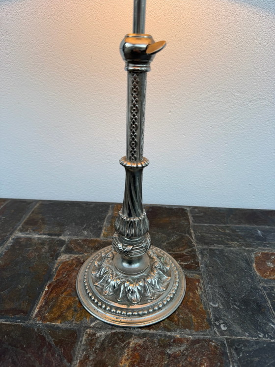 Lampada a cremagliera in metallo argentato anni '60, Lampade da tavolo (foto 2 di 15)