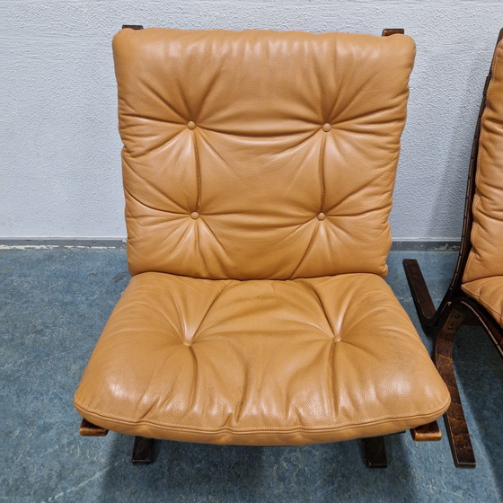 Image 1 of Set Ingmar Relling Siësta Chair Sedie Poltrona vintage in pelle cognac Westnova anni '60/'70