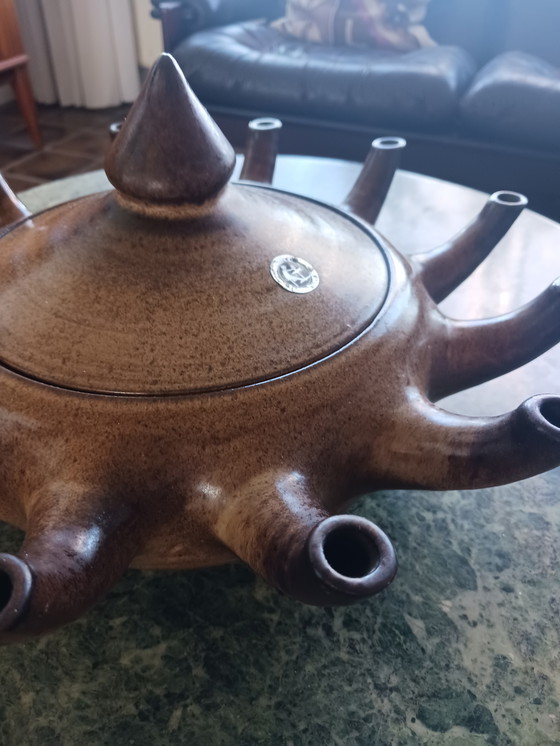 Image 1 of Vaso/lampada a olio in ceramica a forma di tulipano, fatto a mano, anni '70