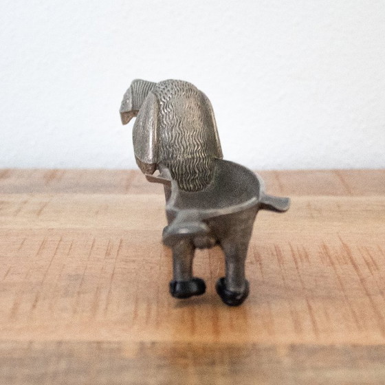 Image 1 of Vintage metal ashtray in the shape of a dachshund/dog