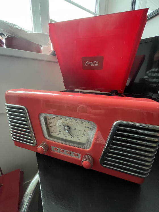 Image 1 of Coca cola retro platenspeler / radio / klok