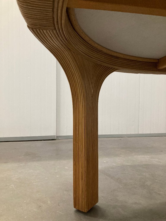 Image 1 of Vivai del Sud rotan & travertijn salontafel Italië jaren 60 