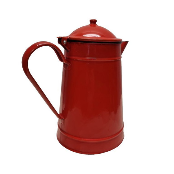 Image 1 of Mid Century red enamel coffee pot