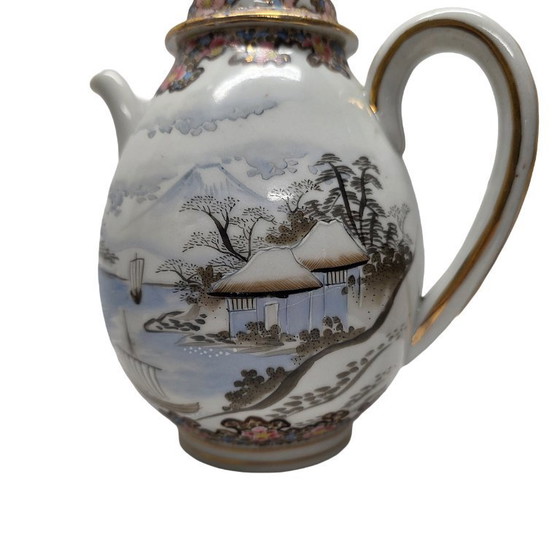 Image 1 of Alte japanische Porzellan-Teekanne und -Tasse, frühes 20. Jahrhundert