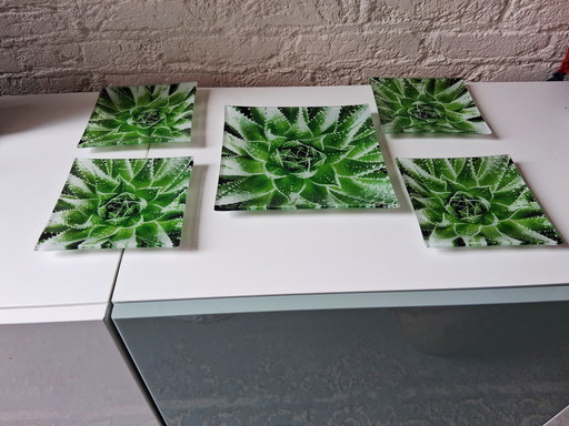 Service à pâtisserie en verre, 5 pièces