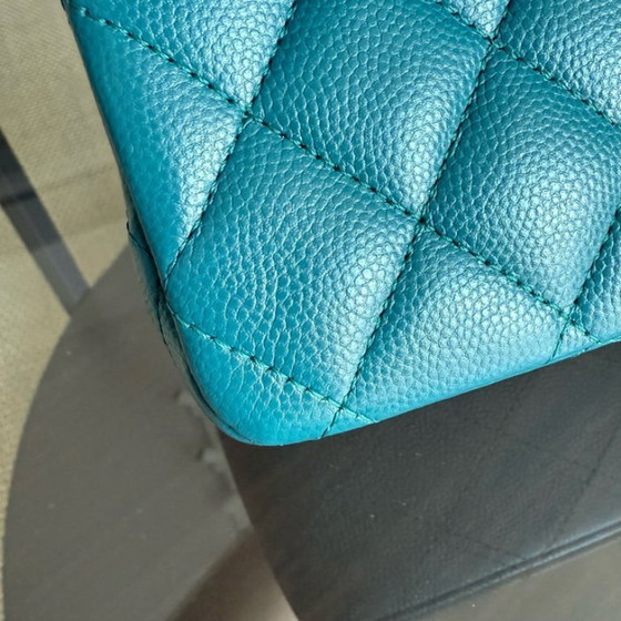 Image 1 of Chanel Classic Flap Medium - Caviar 25CM Quilted Grained Calfskin Blue Silver Hardware Series 26