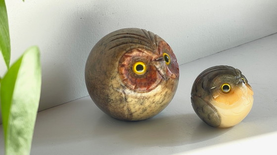 Image 1 of Fermalibri vintage a forma di gufo in marmo