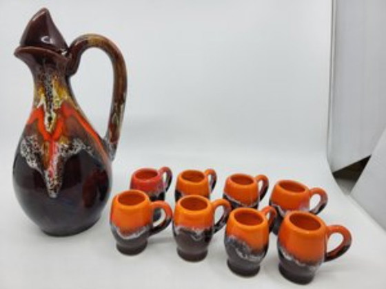 Image 1 of Vallauris keramiek koffieservies Frankrijk Côte-d'Azur 1960 vintage Set van 9