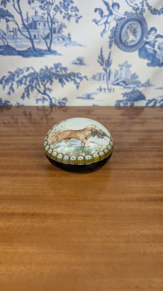 Image 1 of Fermacarte in cristallo Baccarat con cane da caccia e selvaggina millefiori Vintage anni '70