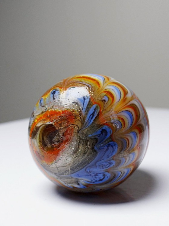 Image 1 of Pair of vintage Murano glass eggs, blown from a cane, circa 1950