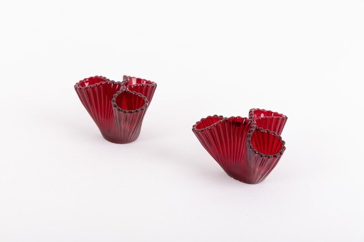 Pair of art glass vases ‘Reffla’ by Carl Arthur Percy for Gullaskruf, Sweden 1950’s