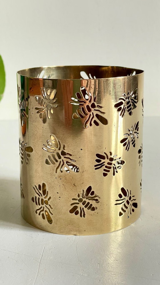 Image 1 of Messing bijen kaarsenhouder