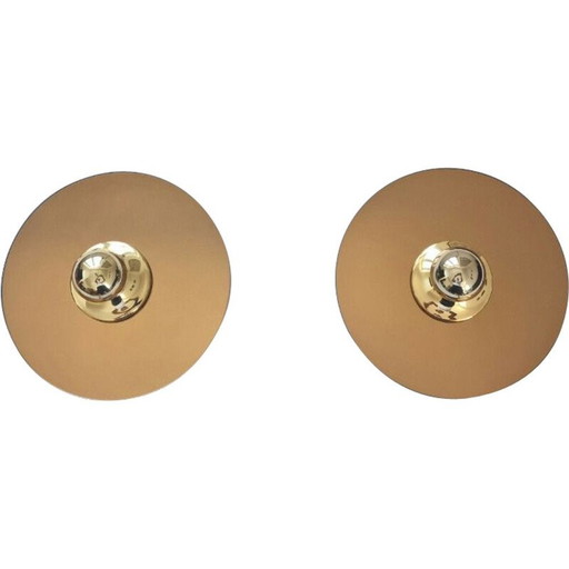 Pair of vintage eglo sconces in mirror, Austria 1980