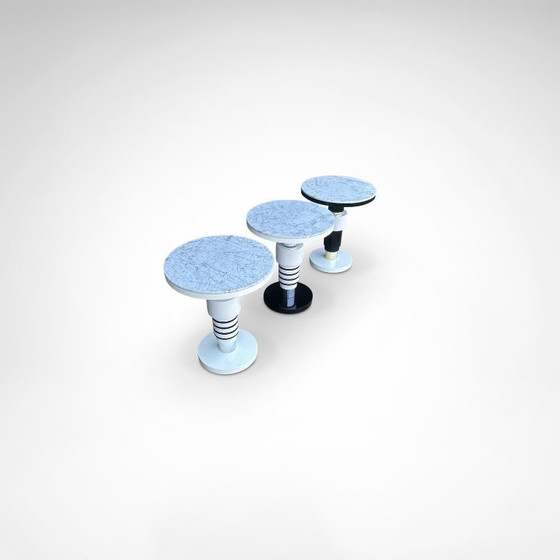 Image 1 of Handgefertigter Beistelltisch aus Keramik und Marmor im Memphis-Stil von Casalto 2020, 3er-Set