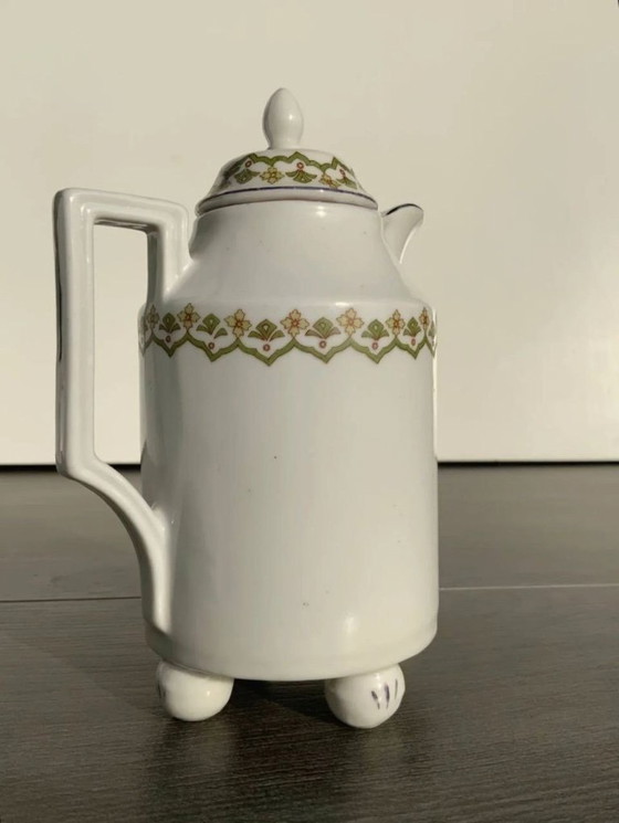 Image 1 of Caffettiera in porcellana Art Déco - Stile "Alt Wien" - Quattro piedini a sfera - c. 1920-1930