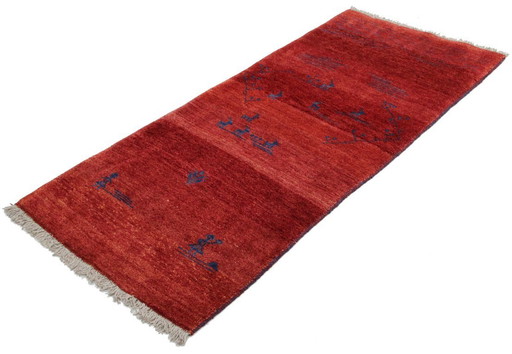 Tappeto persiano originale Gabbeh Ghashghai Tappeto orientale 200 cm x 92 cm Vecchio Naturale