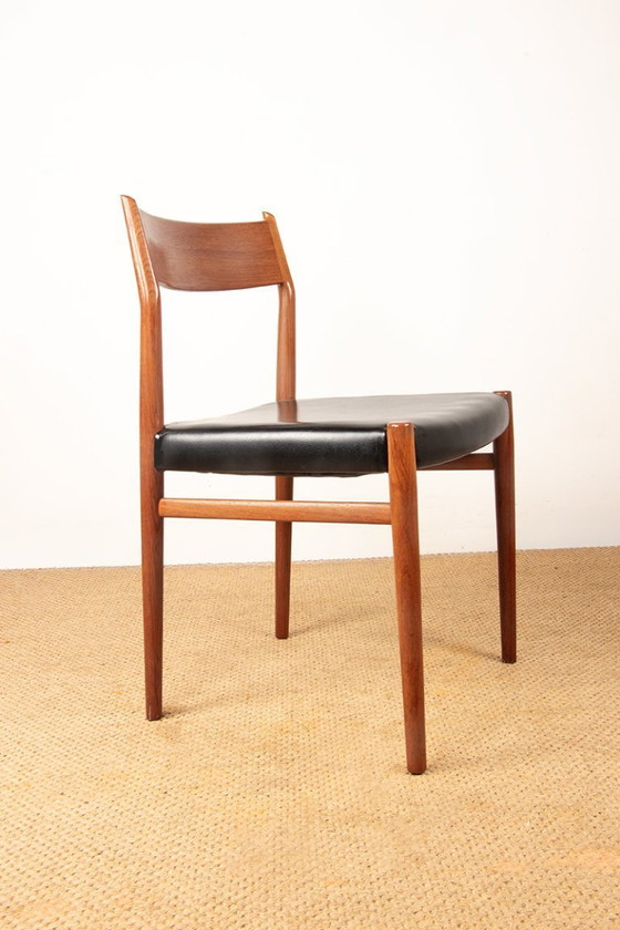 Image 1 of Set van 6 Deense stoelen van teak en skai, nieuw, model 418 van Arne Vodder voor Sibast 1960.