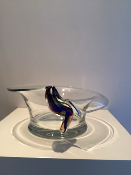 Beautiful “wing-shaped” Bowl designed by Frantisek Zemek in 1956., Mstisov, Glass, Multi Color (photo 4 of 5)
