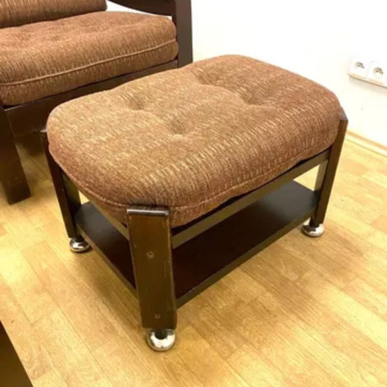 Image 1 of Retro fauteuils met voetenbankjes, Hikor, jaren 70
