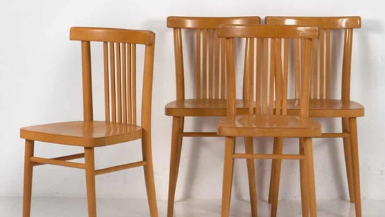 Set di sedie da pranzo stile retrò (ca. 1950). Set di 4 pezzi #1 – Wood, Retro (photo 3 of 9)